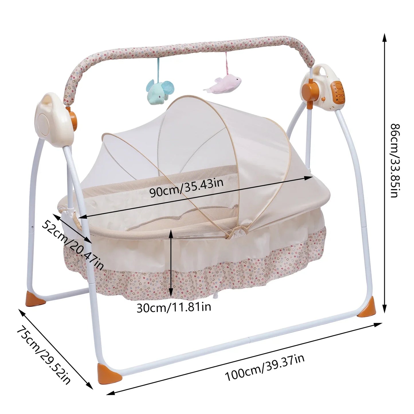 Cradle Swing Sleeping Bed Auto Rocking Swing 5 Speed Stand Baskets Musical Sleeping Basket 0-18 Months