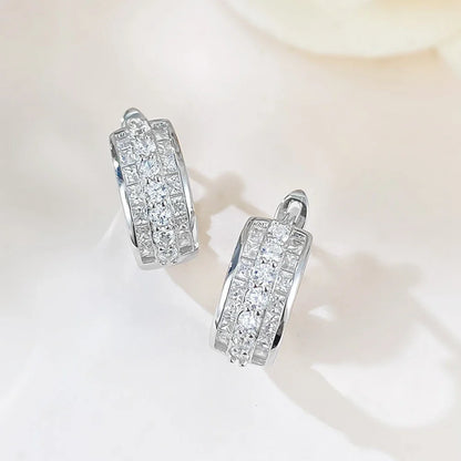 Sapphire Ruby High Carbon Diamond Gems Hoop Earrings for Women 100% 925 Sterling Silver Fine Jewelry