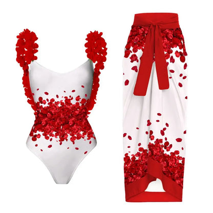 2-Piece Women Brazilian Floral Printed Ruffle Bikinis Strappy Bandage Swimwear