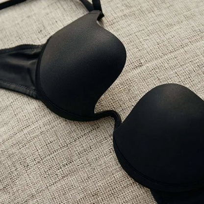 Women Push Up Bra Backless Low Cut Sexy Plunge Brassiere Open Back U-Shape Seamless