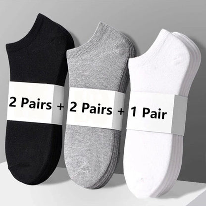 10/5pcs Pairs Low Cut Ankle Breathable Men/Women Socks Solid Color Black White Grey