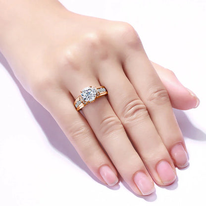 Szjinao 2ct Round Cut Moissanite Rose gold Ring For Women With Ceritificate Wedding Jewelry Delicate Gift Positive Authentic Hot