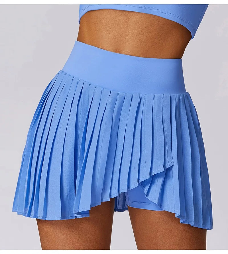 Women Gym Yoga Set Workout Sportswear Fitness Shirts Tracksuit High Waist Skirts Top Suit
