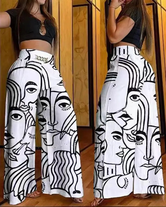 High Waist Elegant Wide Leg Women Pants