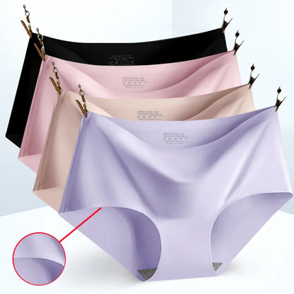 Seamless Ice Silk Comfort Panties For Women Mid-Waist