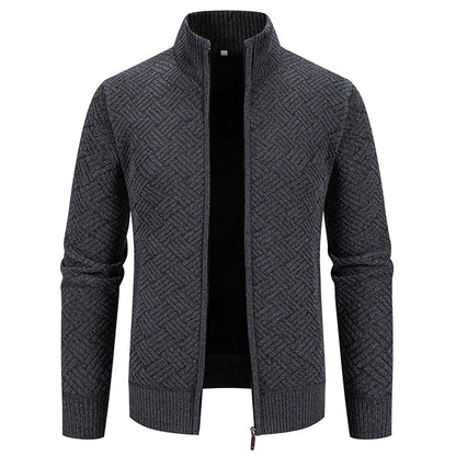 Men's Winter Jacket Thick Warm Casual Fleeced Windbreaker Knitting Jackets Autumn Spring Cardigan Coat Stand Collar