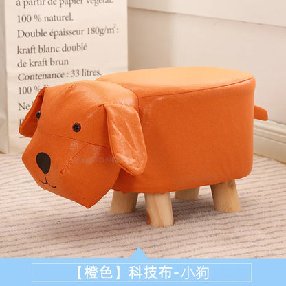 Real Wood Low Stools Creative Animal Elephant Cartoon Family Change Shoe taburete Small Stool ottomans Lovely pouf
