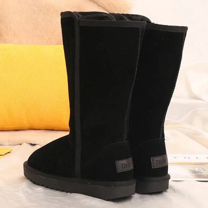 Women Classic Winter Snow Boots Waterproof Warm Genuine Leather Fur Australia Plus Velvet Knee High