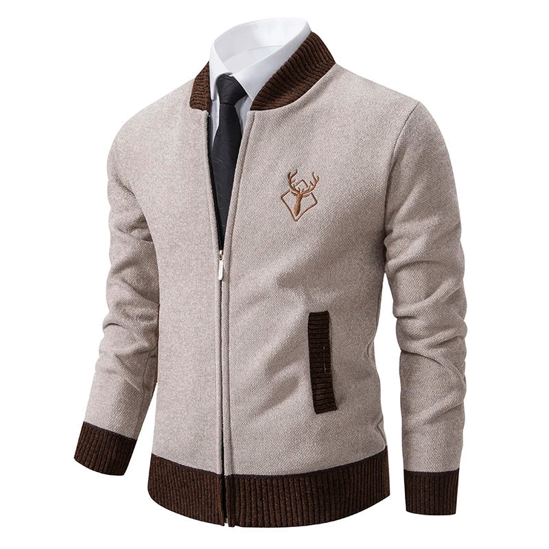 Men's winter warm padded knitted cardigan sweater