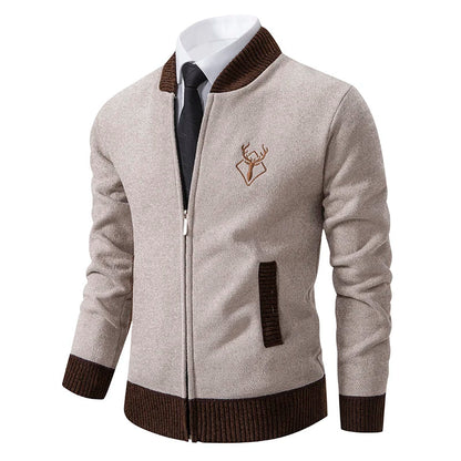 Men's winter warm padded knitted cardigan sweater