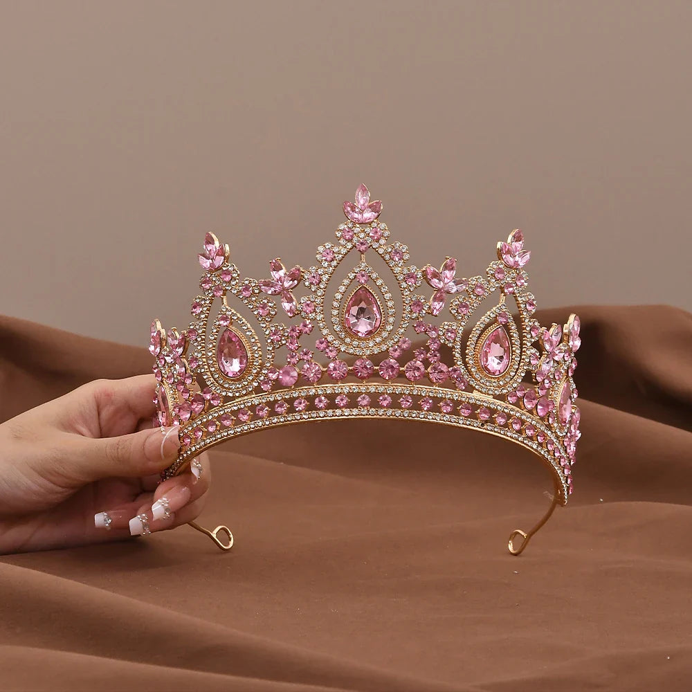 Luxury Baroque Crystal Royal Queen Wedding or Pageant Crown Rhinestone Tiaras