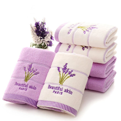 High Quality Towel Cotton Embroidery Lavender Aromatherapy Soft Hand Face Towel Set 34 X 74cm Hand Towel