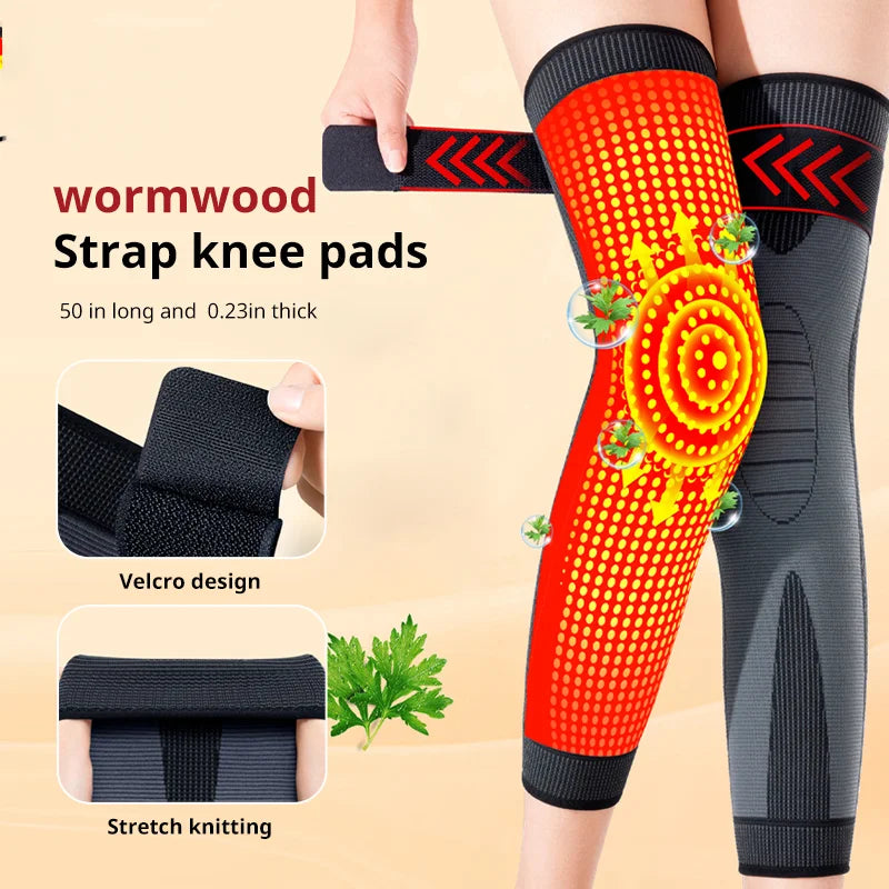 1 Pair Compression Knee Support Pads Self-Heating Four Sided Elasticity Keep Warm Old Cold Legs Fo Elderly Joint Protection Calf