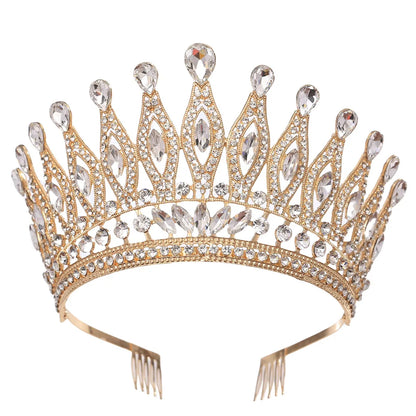 Baroque Large Crystal Crows Tiaras Diadem Comb For Bridal Wedding Party