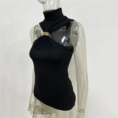 Turtleneck Basic Knit Women Tank Tops