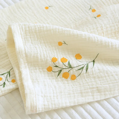 Summer women's cotton crepe three-piece short sleeve + shorts + trousers large size simple flower pajamas
