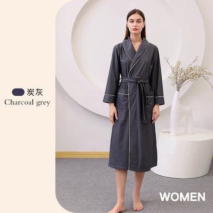 Hotel Couple Bathrobe Long Sleeved Robe Kimono Sleepwear Pajama Large Size