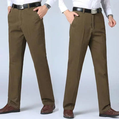 Summer Thin Cotton Men's Pants High Waist Straight Loose