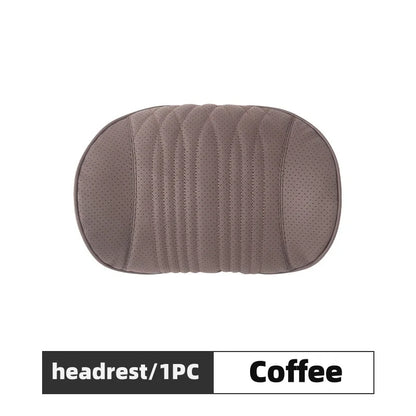 Memory Foam Car Lumbar Support Cushion Breathable Leather Seat Protection Neck Pillow Universal Car Seat Rest Pillow Accessories