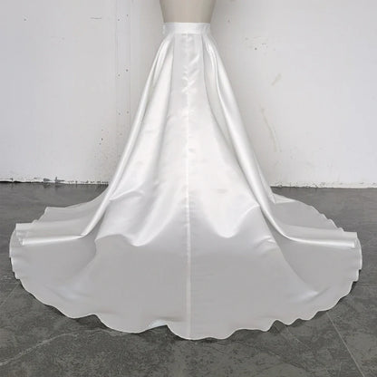 Satin Bridal Detachable Long Train Wedding Removable Skirt for Dresses