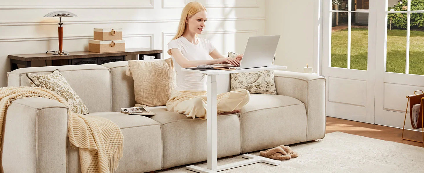 Mobile Standing Desk Table with Hidden Wheels Adjustable Height