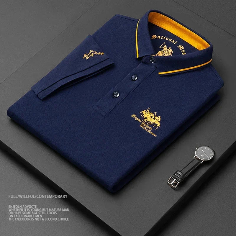 High Quality Men's Cotton Embroidered Summer Polo Shirt Short Sleeve T-shirt