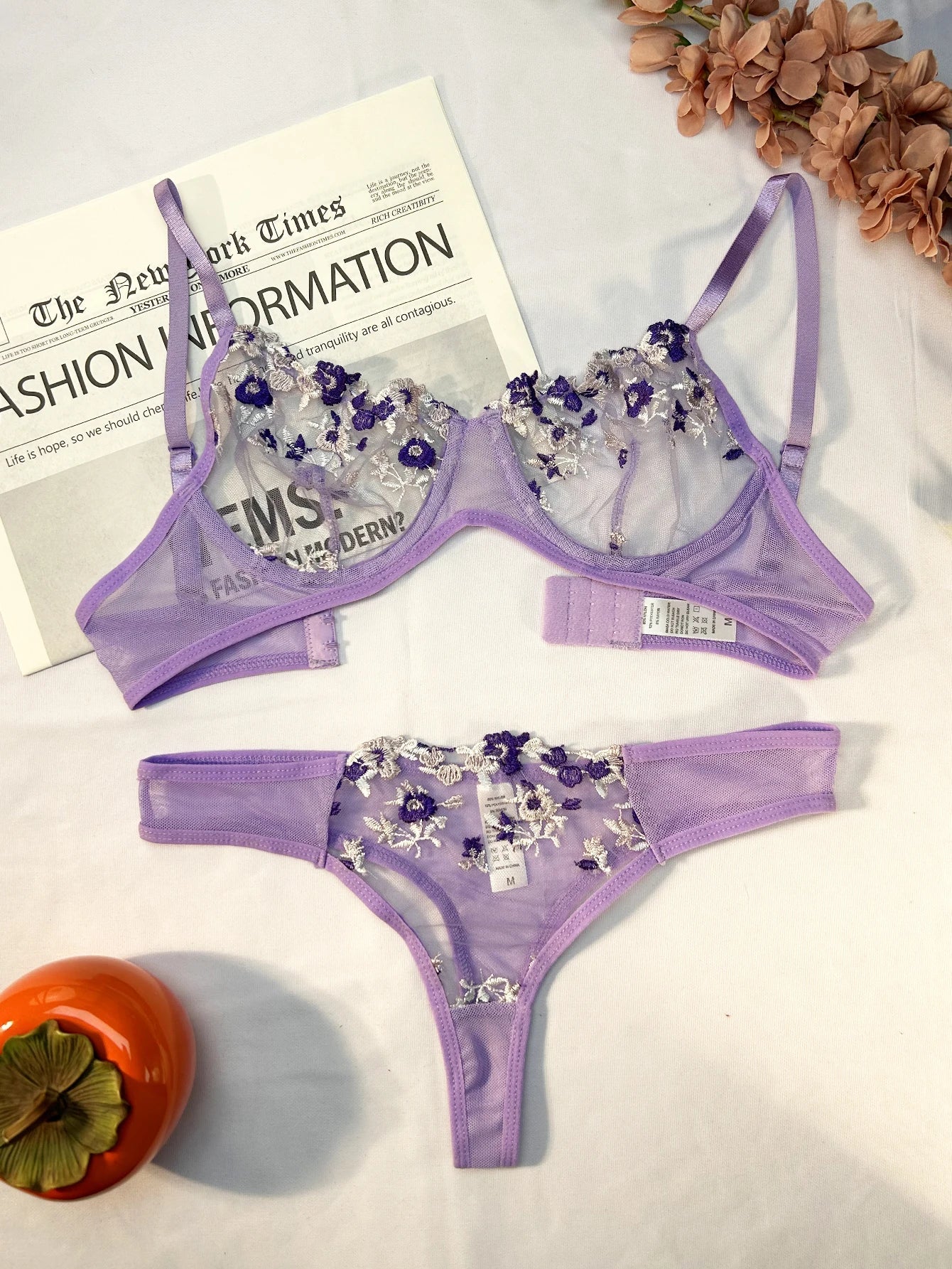 Women Sexy Lingerie Lace Transparent Underwear Fairy Embroidery Sets