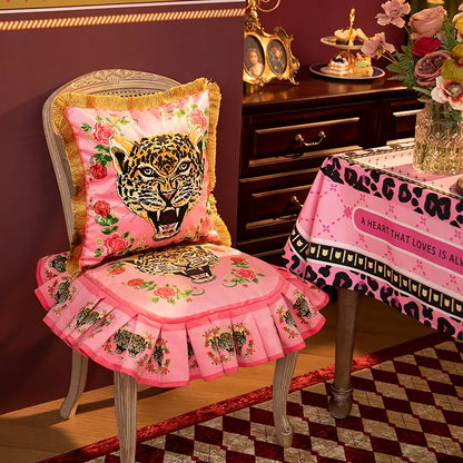 Luxury Pink Tiger Pillowcase Double-sided Velvet Tassel Living Room Sofa Decoration Square Cushion Cover