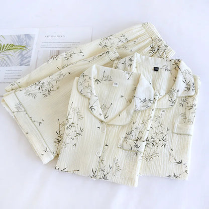 Summer Couple Pajama Set 100% Pure Cotton Short sleeved Shorts for Men and Women Two Piece