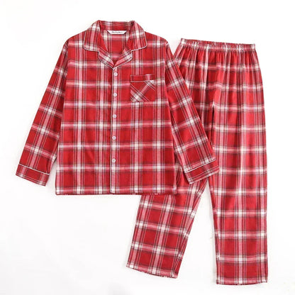 Plaid Design Multi Colors Warm Cotton Flannel Long-sleeved Trousers Pajamas Set for Men