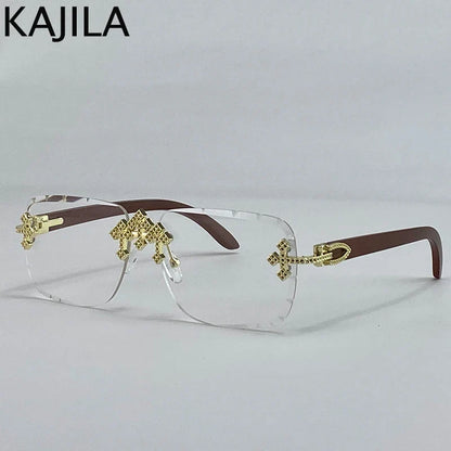 Luxury Steampunk Rimless Square Men Sunglasses UV400
