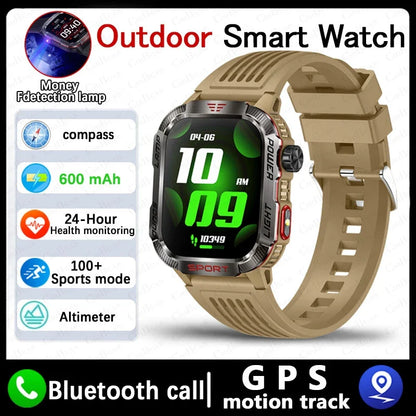 Men Military GPS Smart Watch Flashlight Compass Waterproof Outdoor Sport Tracker Bluetooth