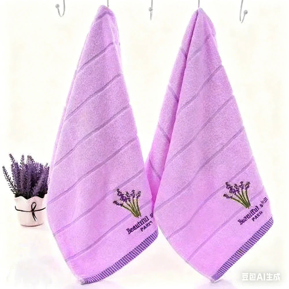 High Quality Towel Cotton Embroidery Lavender Aromatherapy Soft Hand Face Towel Set 34 X 74cm Hand Towel