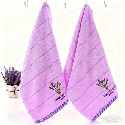 High Quality Towel Cotton Embroidery Lavender Aromatherapy Soft Hand Face Towel Set 34 X 74cm Hand Towel