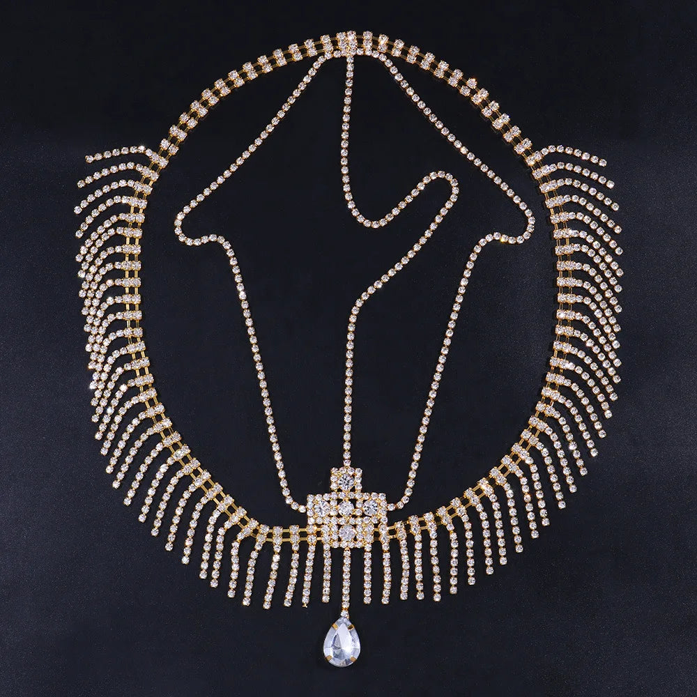 Vintage Rhinestone Head Chain Forehead Headband Indian African Bohemian Hair Accessories Crystal Fringe Tiara Headdress