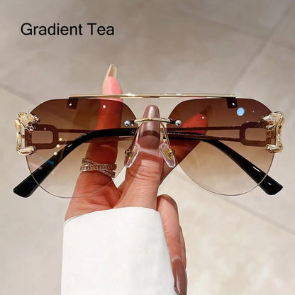 Cheetah Sun Glasses Shades Double Bridge Gradient UV400 Eyewear