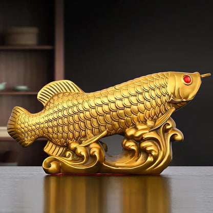 Solid Brass Fish Ornament  Wealth Home Office Decor