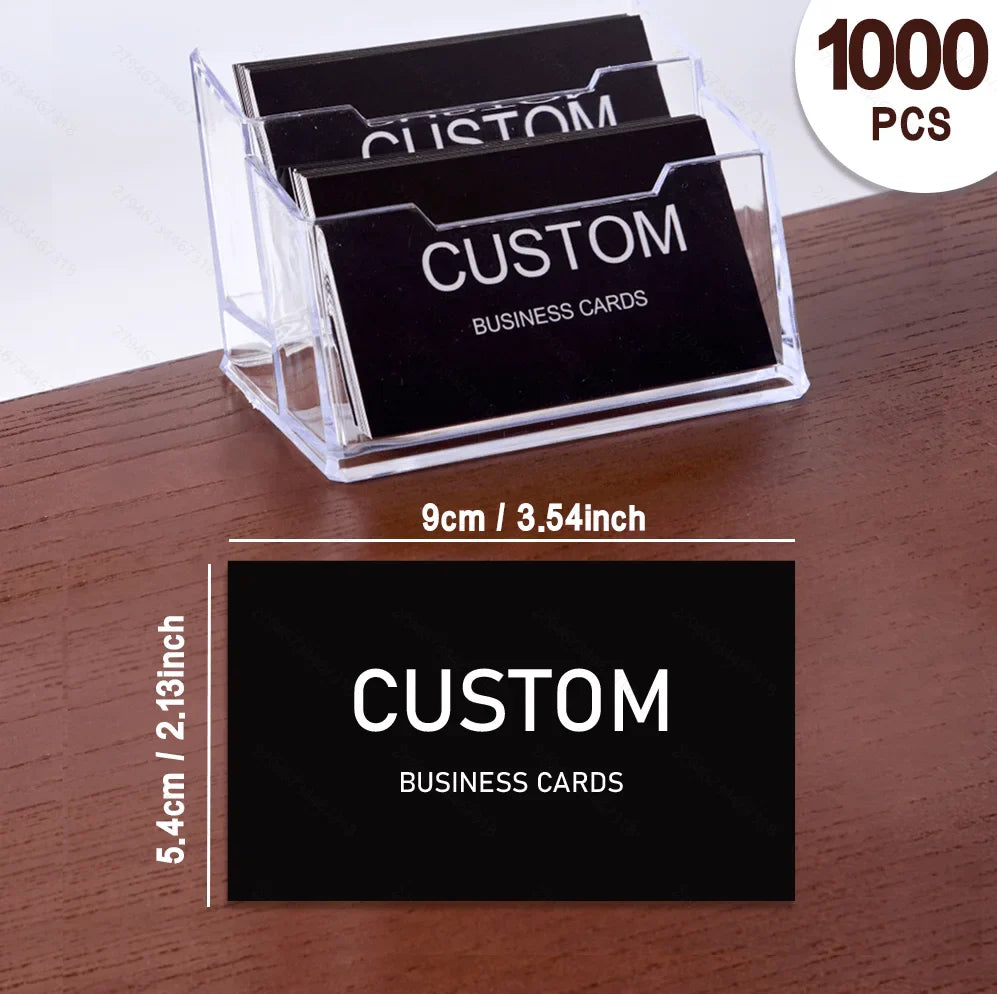 200/500/1000pcs Customizable Cards, Personalized Business Cards with Acrylic Storage Box, Waterproof Thank You Invitations
