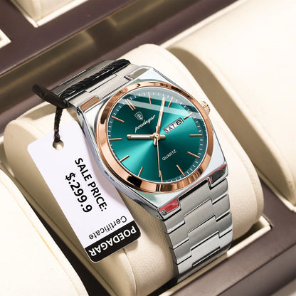 Men's Luxury Quartz Watch Stainless Steel Waterproof Luminous Date Week