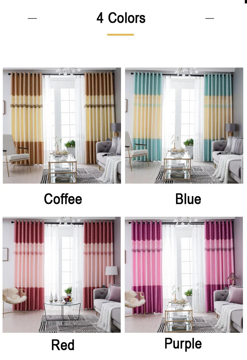Dreamwood-Jacquard Polyester Curtain, Embroidered Double Craft Curtains, Striped Blackout, Bedroom, Living Room, New Luxury