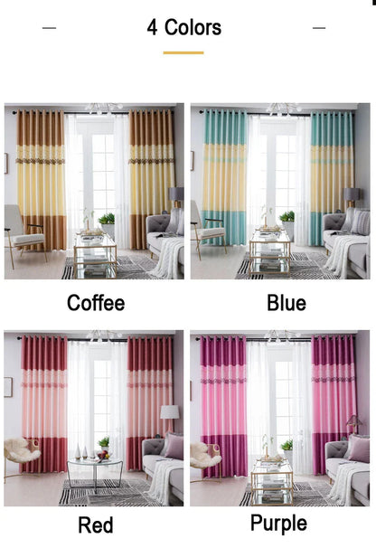 Dreamwood-Jacquard Polyester Curtain, Embroidered Double Craft Curtains, Striped Blackout, Bedroom, Living Room, New Luxury