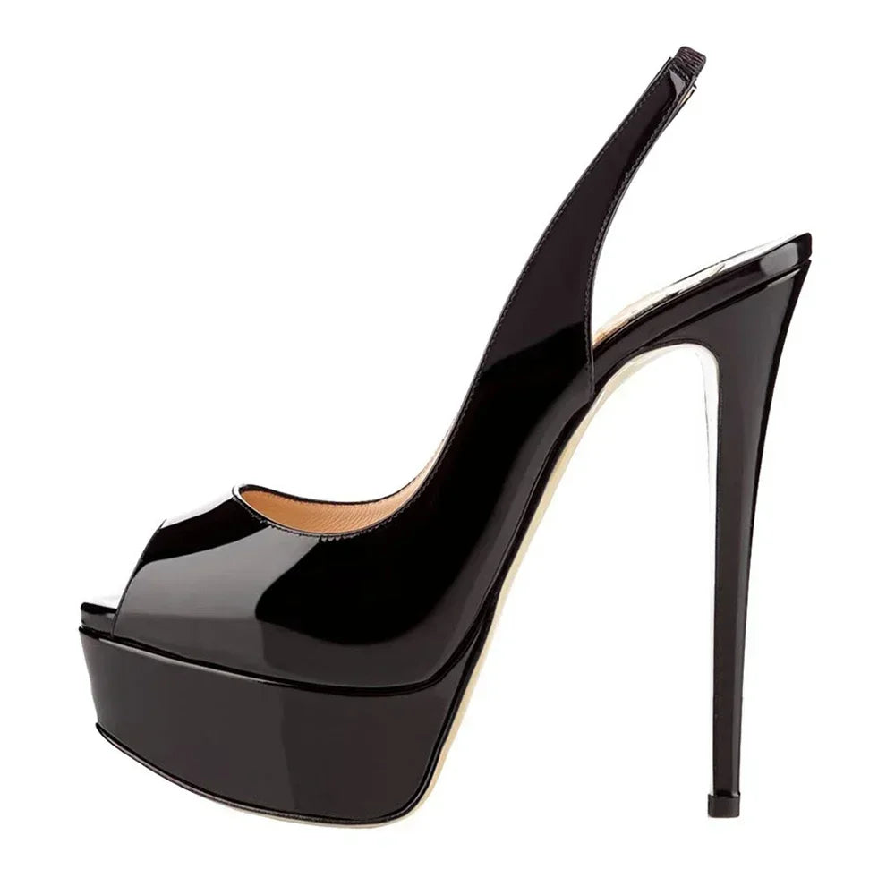 Women Sandals Stilettos 14CM Platform High Heels Sexy Pumps Open Toe