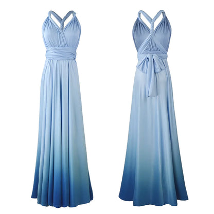 Multicolor Color Maxi Dress for Women Wrap Convertible Cross Bandage Sexy Backless