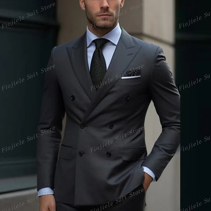 Men Business Formal Occasion Tuxedos Suit 2 Piece Set Blazer Pants
