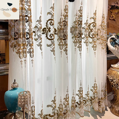 European Style Embroidery Tulle Curtains for Living Room Bedroom Window Screen Customize
