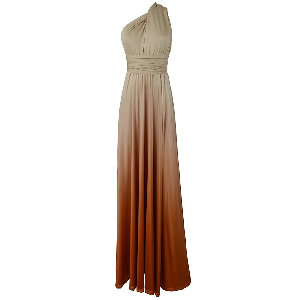 Multicolor Color Maxi Dress for Women Wrap Convertible Cross Bandage Sexy Backless