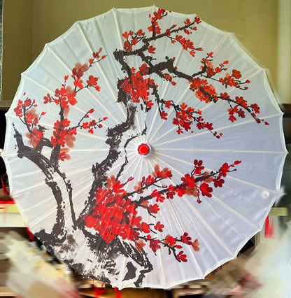 Silk umbrella with cherry blossom design