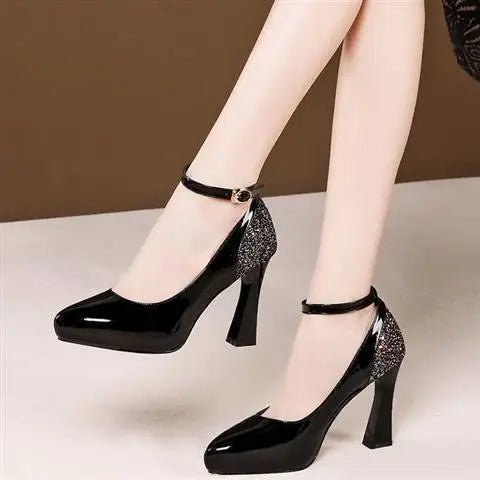 Leather Woman Think High Heel Platform Pump Pointed Toe Shoes