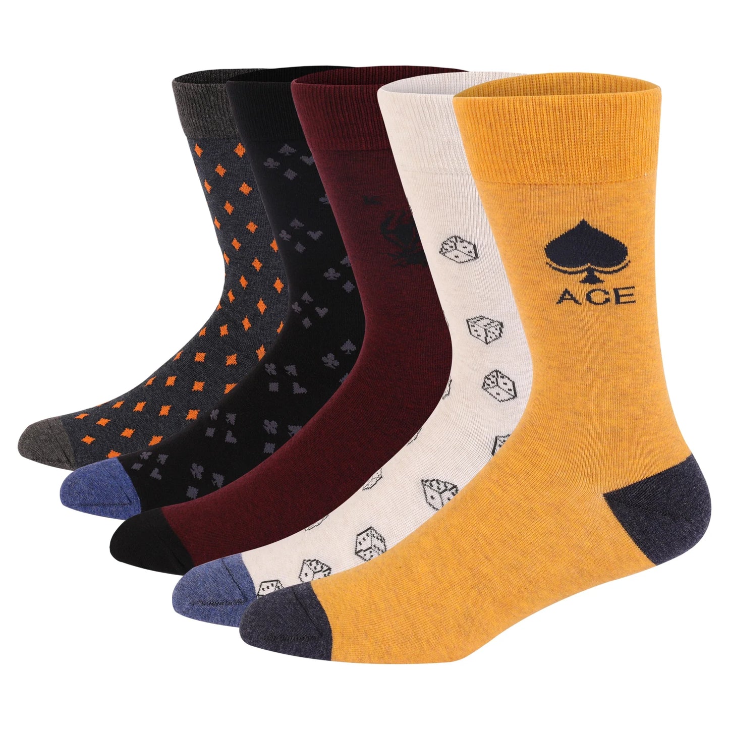5 Pairs Argyle Breathable Men's Dress Socks Plus large Size High Quality Combed Cotton