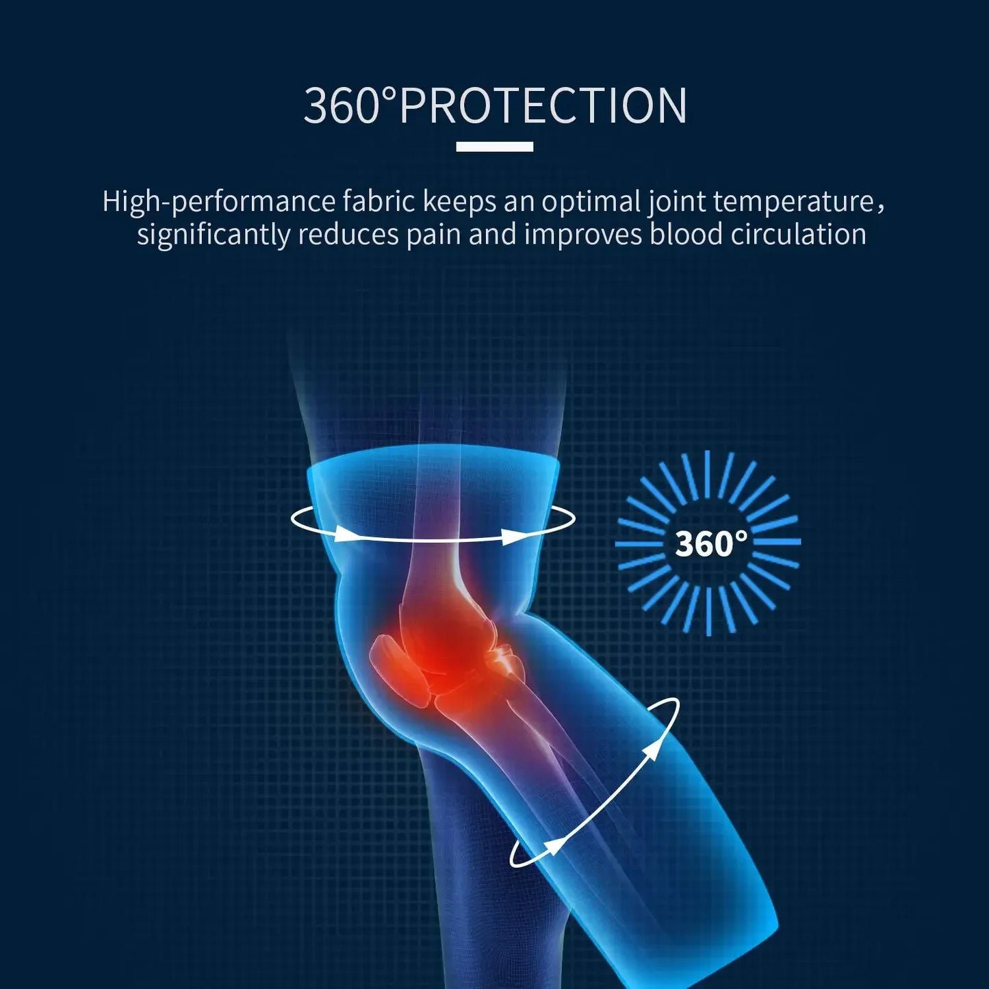 1 Pair Compression Knee Support Pads Self-Heating Four Sided Elasticity Keep Warm Old Cold Legs Fo Elderly Joint Protection Calf